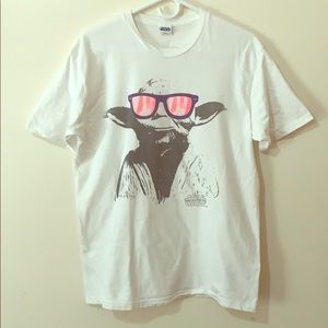 Star Wars Master Yoda in Sun Glasses White T-Shirt